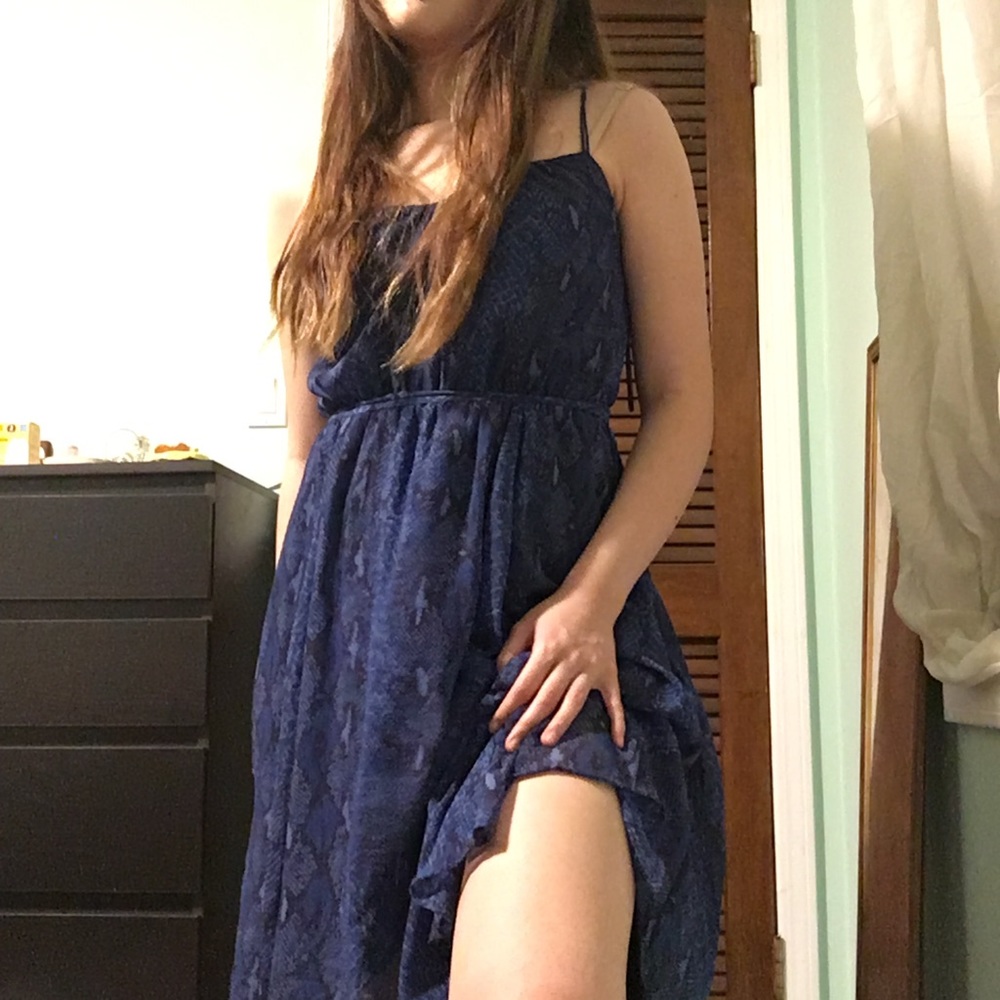 blue printed dress